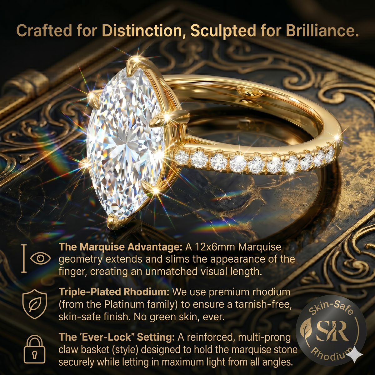 🔥 90% OFF TODAY: Yellow Gold Marquise-Cut Diamond Ring — Stop Saving Your Radiance for "Someday" — Own the Luxury You Deserve, Right Now 💎