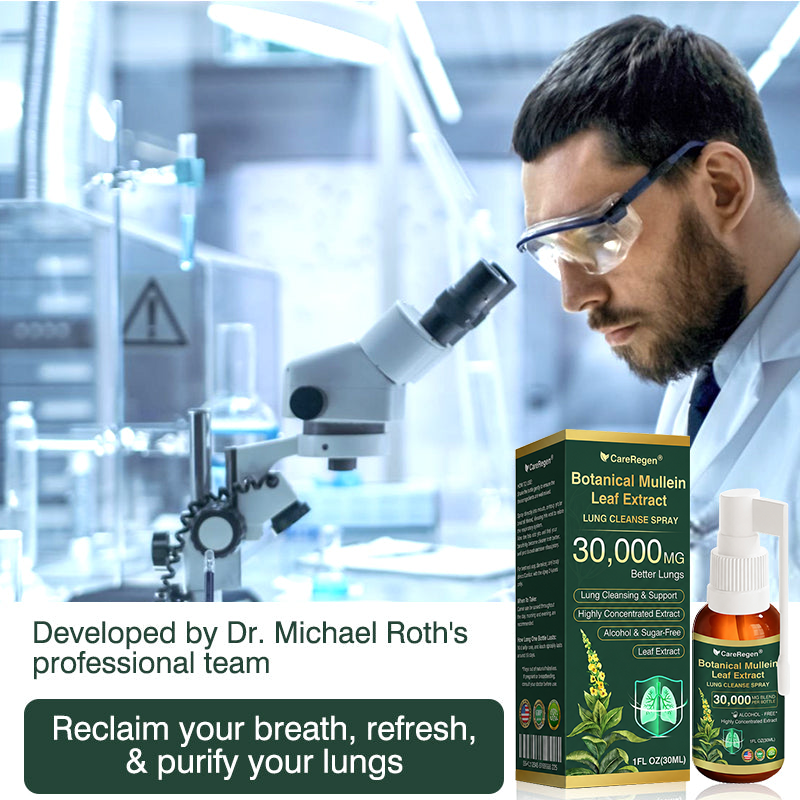 🫁⚡✅Official Store:CareRegen® Botanical Mullein Leaf Extract Lung Cleanse Spray（🫁Directly acts on COPD, asthma, chronic bronchitis (CB), respiratory infections, lung cancer, sinusitis, and other conditions🫁）🌞