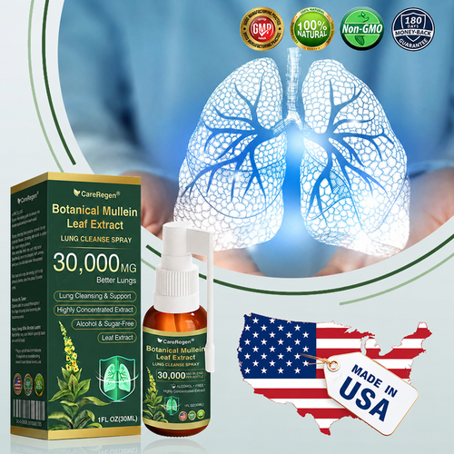 🫁⚡✅Official Store:CareRegen® Botanical Mullein Leaf Extract Lung Cleanse Spray（🫁Directly acts on COPD, asthma, chronic bronchitis (CB), respiratory infections, lung cancer, sinusitis, and other conditions🫁）🌞