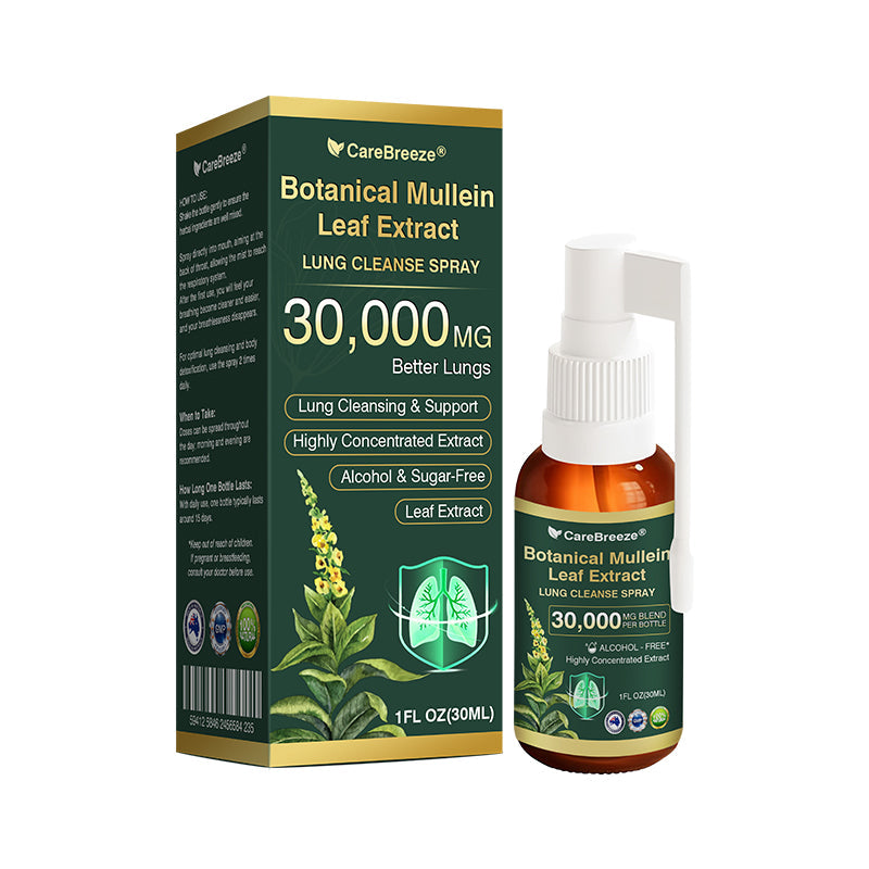✅Official Store:CareBreeze® Botanical Mullein Leaf Extract Lung Cleanse Spray（👨‍⚕️Directly acts on COPD, asthma, chronic bronchitis (CB), respiratory infections, lung cancer, sinusitis, and other conditions）
