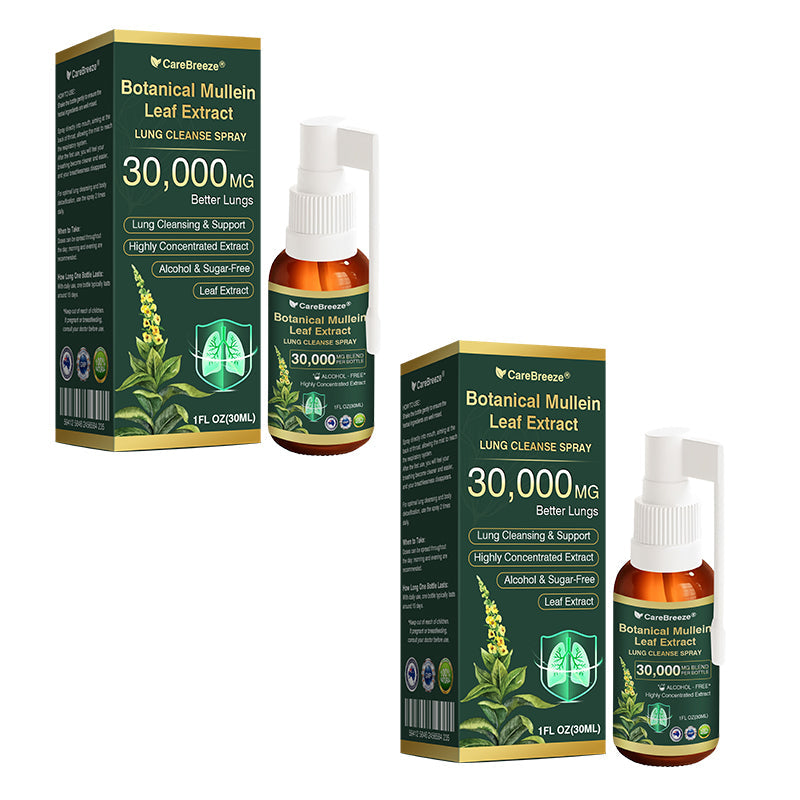 ✅Official Store:CareBreeze® Botanical Mullein Leaf Extract Lung Cleanse Spray（👨‍⚕️Directly acts on COPD, asthma, chronic bronchitis (CB), respiratory infections, lung cancer, sinusitis, and other conditions）