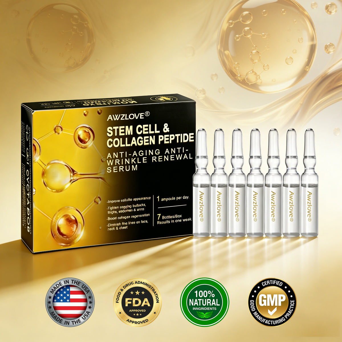 Officially Authorised Exclusive Edition | Awzlove® STEM CELL & COLLAGEN PEPTIDE RENEWAL SERUM (Lift & Firm Sagging Skin & Reduce Wrinkle Formation) 🎁