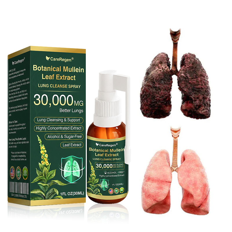 🫁⚡✅Official Store:CareRegen® Botanical Mullein Leaf Extract Lung Cleanse Spray（🫁Directly acts on COPD, asthma, chronic bronchitis (CB), respiratory infections, lung cancer, sinusitis, and other conditions🫁）🌞