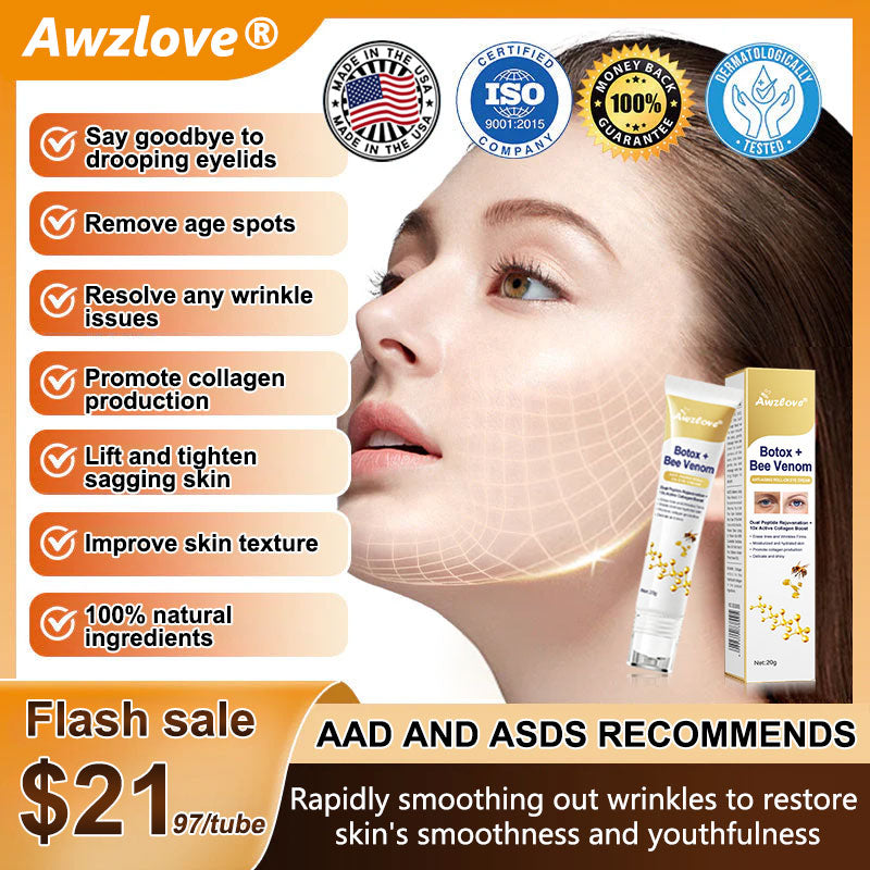 Made and shipped from the US✅--Awzlove® Botox Bee Venom Wrinkle Removal Roll-On Cream-Last Day Promotion 70% OFF 🔥