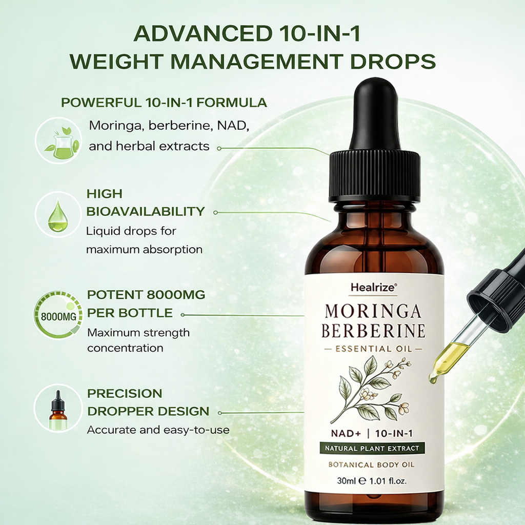 𝑶𝒇𝒇𝒊𝒄𝒊𝒂𝒍 𝑺𝒕𝒐𝒓𝒆  | 👩‍⚕️ Healrize® 10-IN-1 Moringa * Berberine * NAD+ Essential Oil  (𝐎𝐧𝐜𝐞 𝐃𝐚𝐢𝐥𝐲, 𝐯𝐢𝐬𝐢𝐛𝐥𝐞 𝐜𝐡𝐚𝐧𝐠𝐞𝐬 𝐢𝐧 𝟕 𝐝𝐚𝐲𝐬） F𝐨r 𝐎𝐛𝐞𝐬𝐢𝐭𝐲, 𝐋o𝐨s𝐞 𝐒k𝐢n, 𝐃𝐢𝐚𝐛𝐞𝐭𝐞𝐬, 𝐒𝐥𝐞𝐞𝐩 𝐀𝐩𝐧𝐞𝐚, 𝐀𝐧𝐝 𝐉𝐨𝐢𝐧𝐭 𝐈𝐬𝐬𝐮𝐞𝐬🎁