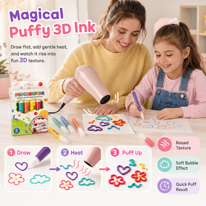 🧨 3D Puffy Magic Markers – Draw, Heat & Watch Your Art Puff Up🎁