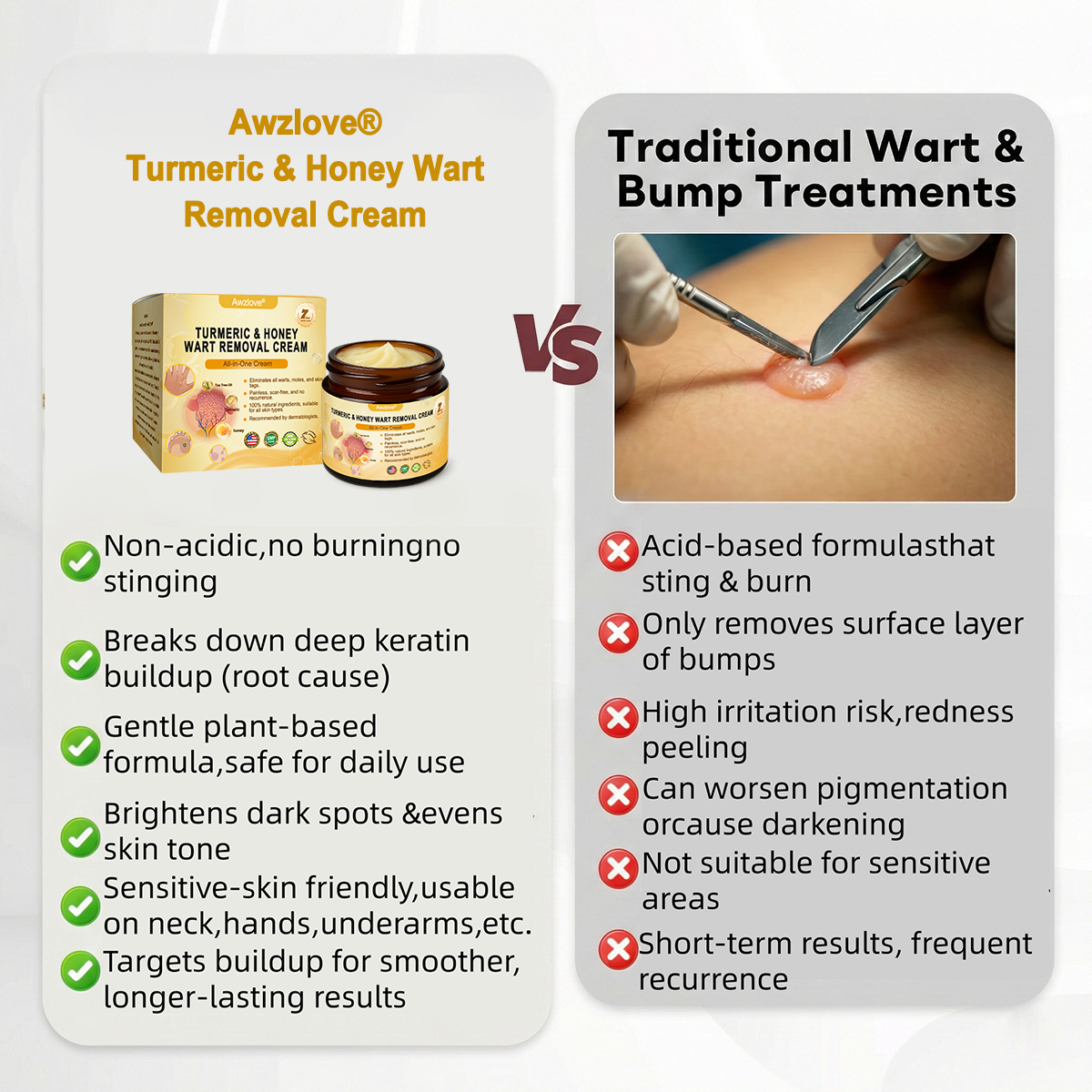 Awzlove® Turmeric & Honey Wart Removal All-in-One Cream