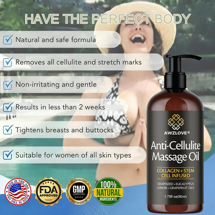 Awzlove® Luxurious Collagen & Stem Cell Anti-Cellulite Massage Oil🎉 (🔥70% Off for a Limited Time!)