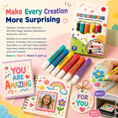 🧨 3D Puffy Magic Markers – Draw, Heat & Watch Your Art Puff Up🎁