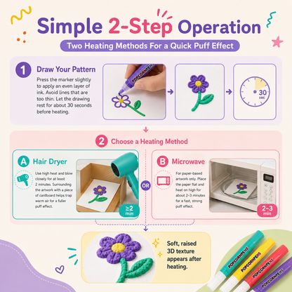🧨 3D Puffy Magic Markers – Draw, Heat & Watch Your Art Puff Up🎁