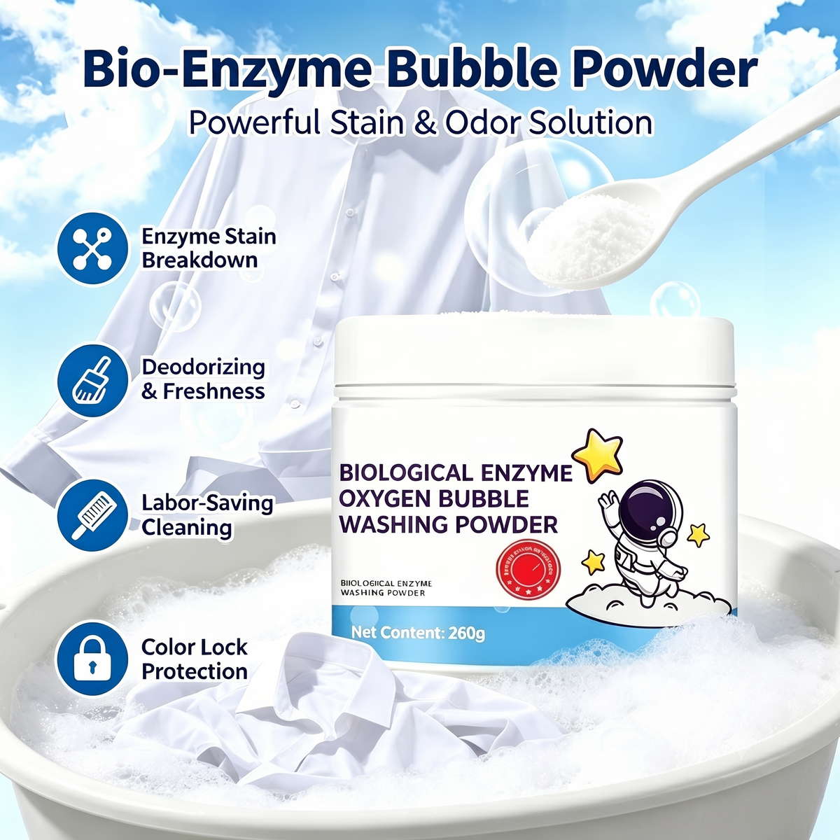 Biological Enzyme Oxygen Bubble Washing Powder