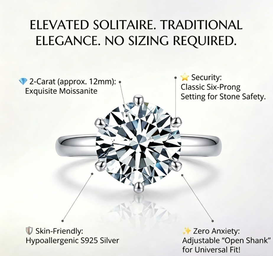 🔥Today Only: 90% OFF! Eternal "Past, Present & Future" 2-Carat Moissanite Ring (Adjustable Fit)