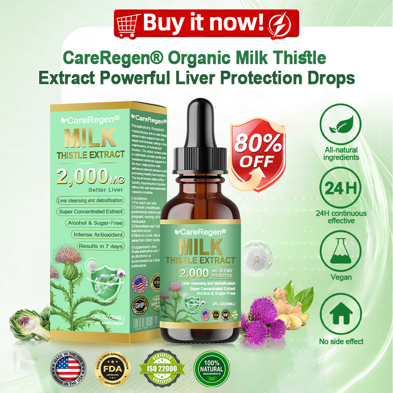 𝗢𝗳𝗳𝗶𝗰𝗶𝗮𝗹 𝗦𝘁𝗼𝗿𝗲:CareRegen® 𝗢𝗿𝗴𝗮𝗻𝗶𝗰 𝗠𝗶𝗹𝗸 𝗧𝗵𝗶𝘀𝘁𝗹𝗲 𝗘𝘅𝘁𝗿𝗮𝗰𝘁 𝗣𝗼𝘄𝗲𝗿𝗳𝘂𝗹 𝗟𝗶𝘃𝗲𝗿 𝗣𝗿𝗼𝘁𝗲𝗰𝘁𝗶𝗼𝗻 𝗗𝗿𝗼𝗽𝘀 🌿 𝐂𝐥𝐢𝐧𝐢𝐜𝐚𝐥𝐥𝐲 𝐩𝐫𝐨𝐯𝐞𝐧, 𝐡𝐢𝐠𝐡𝐥𝐲 𝐜𝐨𝐧𝐜𝐞𝐧𝐭𝐫𝐚𝐭𝐞𝐝 𝐟𝐨𝐫𝐦𝐮𝐥𝐚 𝐭𝐡𝐚𝐭 𝐝𝐞𝐭𝐨𝐱𝐢𝐟𝐢𝐞𝐬 𝐭𝐡𝐞 𝐥𝐢𝐯𝐞𝐫, 𝐫𝐞𝐥𝐢𝐞𝐯𝐞𝐬 𝗳𝗮𝘁𝘁𝘆 𝗹𝗶𝘃𝗲𝗿, 𝗵𝗲𝗽𝗮𝘁𝗶𝘁𝗶𝘀 & 𝗹𝗶𝘃𝗲𝗿 𝘀𝘁𝗿𝗲𝘀𝘀 — 𝗻𝘂𝗿𝘁𝘂𝗿𝗲 𝘆𝗼𝘂𝗿 𝗹𝗶𝘃𝗲𝗿, 𝗳𝗮𝘀𝘁𝗲𝗿 & 𝘀𝗮𝗳𝗲𝗹𝘆.🎁