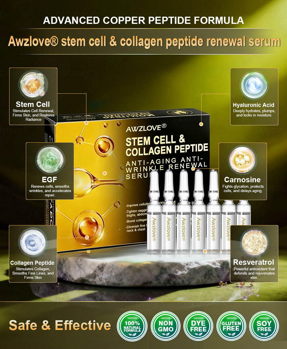 Officially Authorised Exclusive Edition | Awzlove® STEM CELL & COLLAGEN PEPTIDE RENEWAL SERUM (Lift & Firm Sagging Skin & Reduce Wrinkle Formation) 🎁